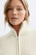 Knitted zip cardigan - Knit white