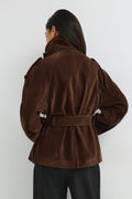 Faux suede trench jacket - Chocolate brown