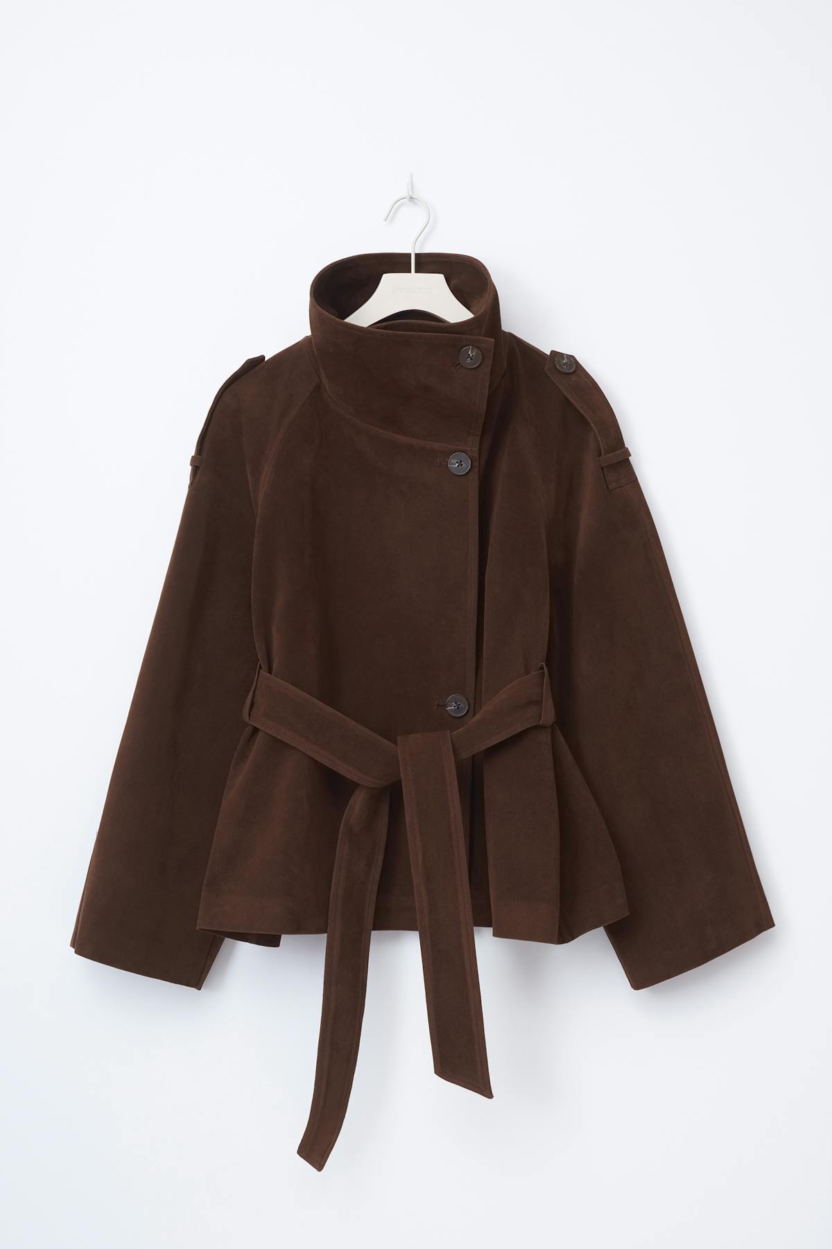 Faux suede trench jacket - Chocolate brown