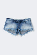 14+ delulu denim shorts - Mid blue
