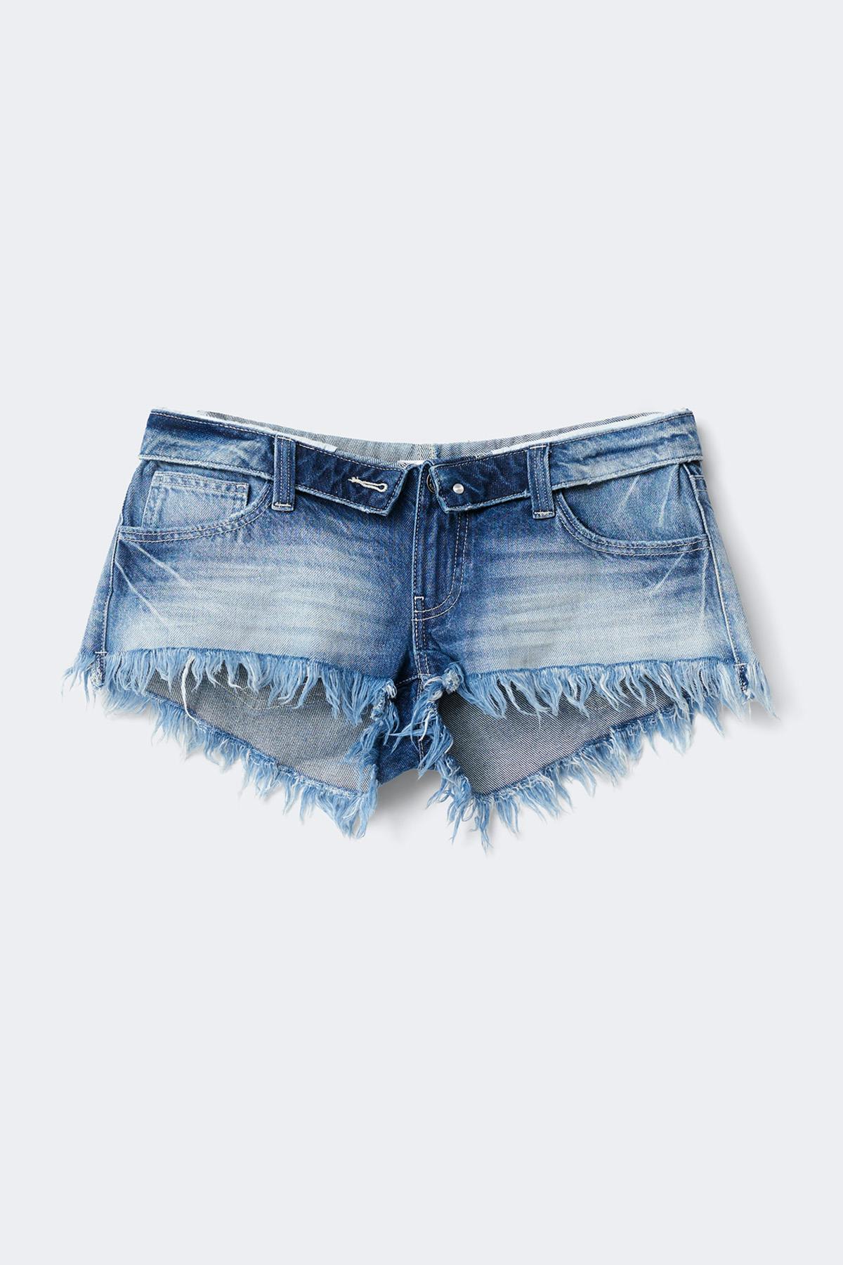14+ delulu denim shorts - Mid blue