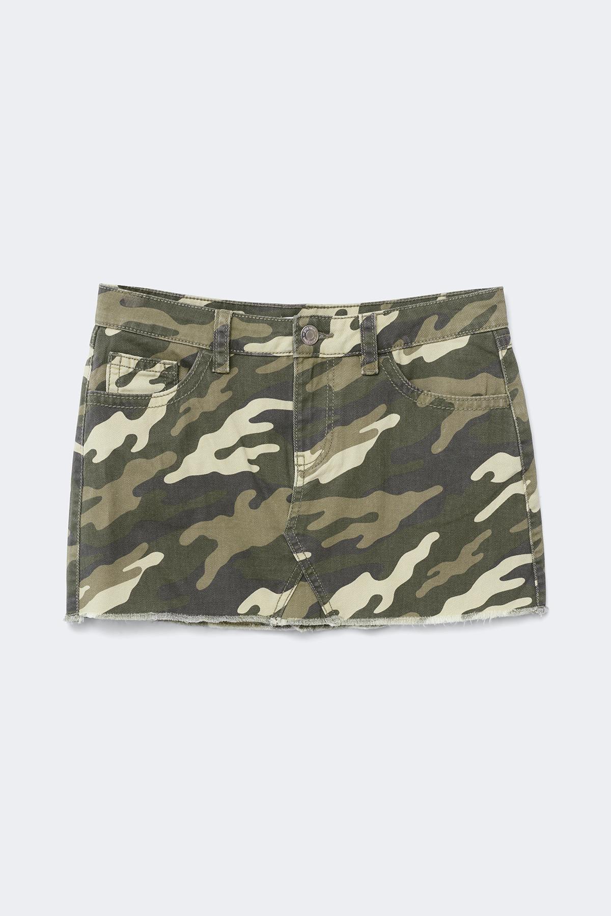 14+ for real low denim skirt - Camo