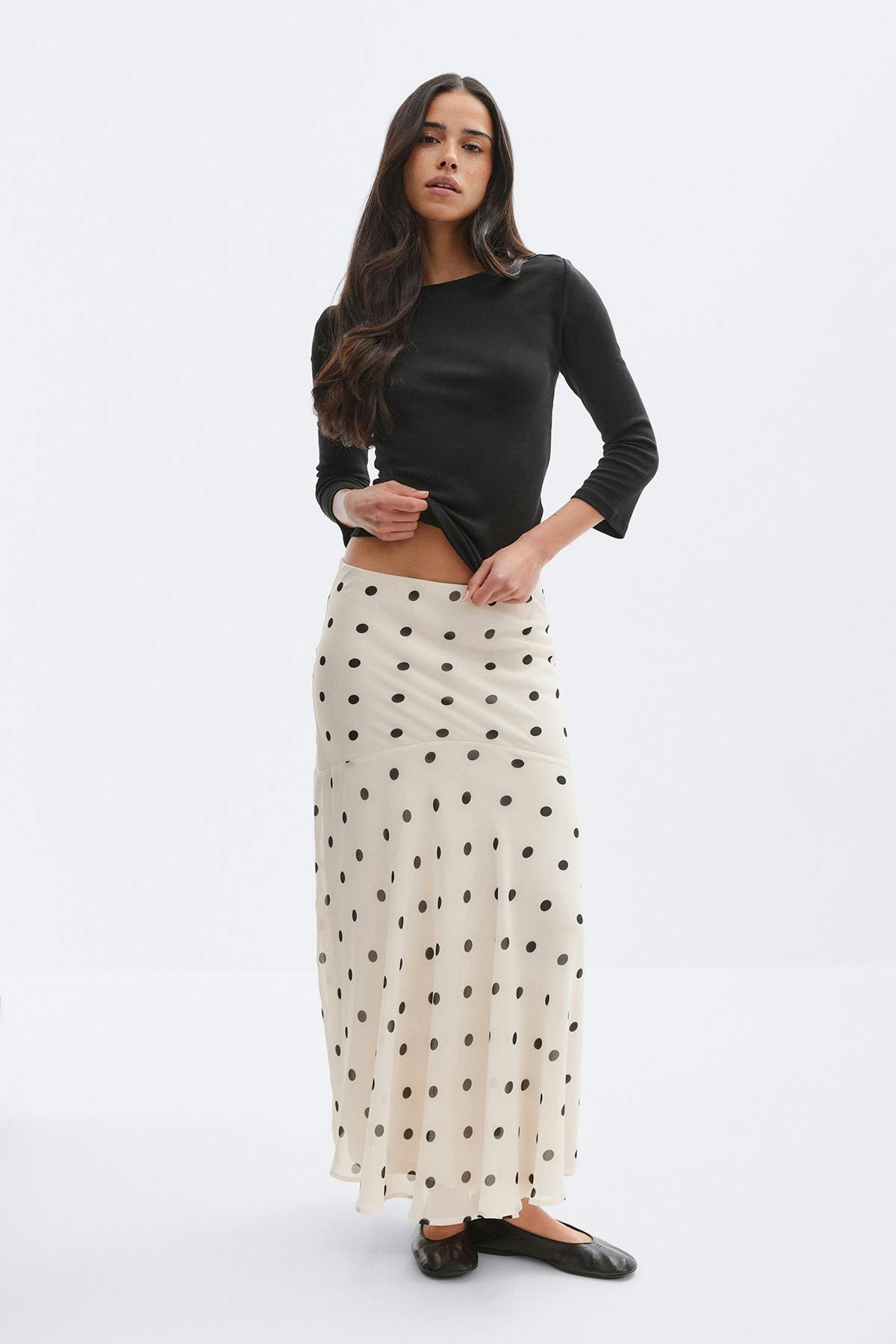 Chiffon skirt - Creme/dot
