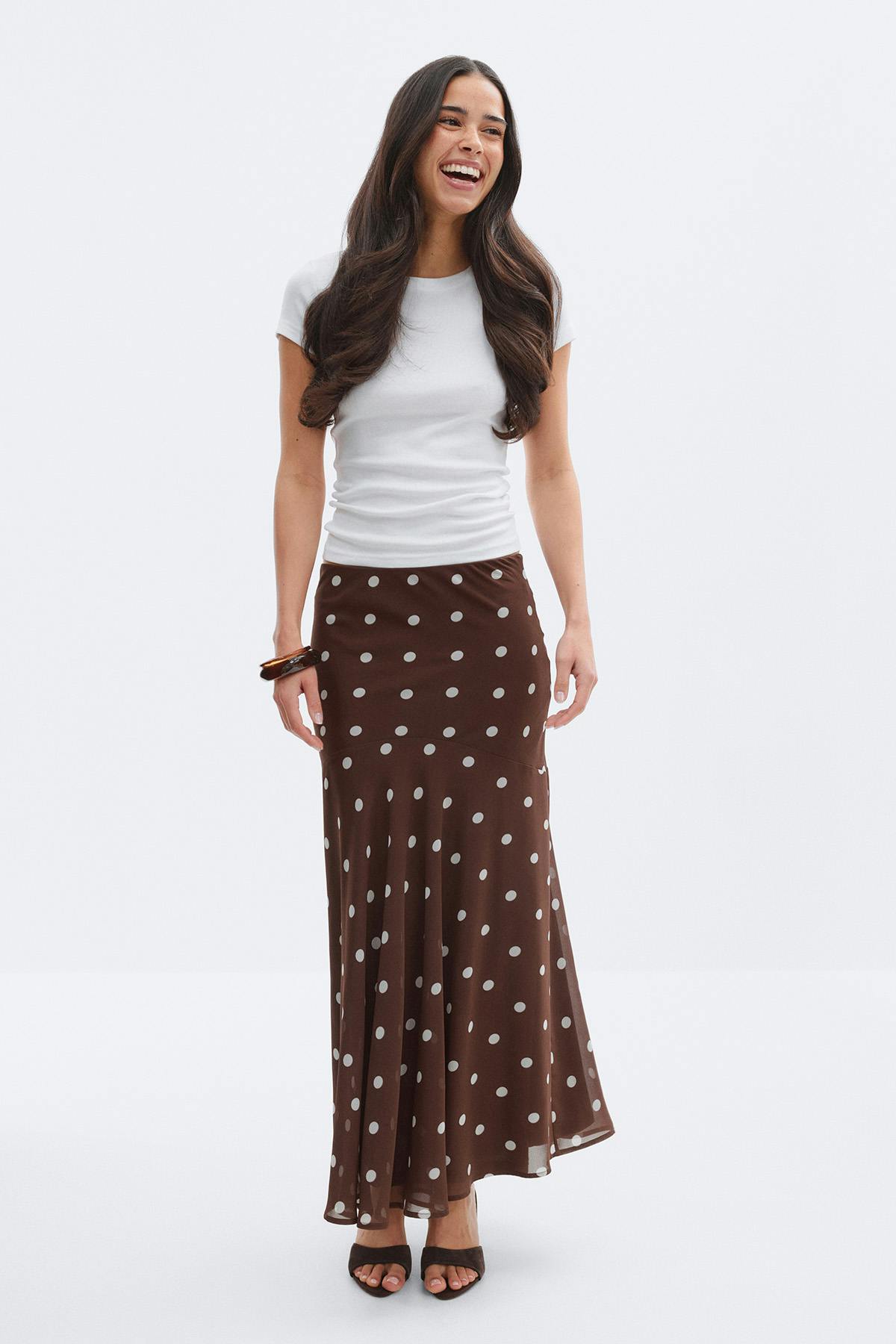 Chiffon skirt - Creme/dot
