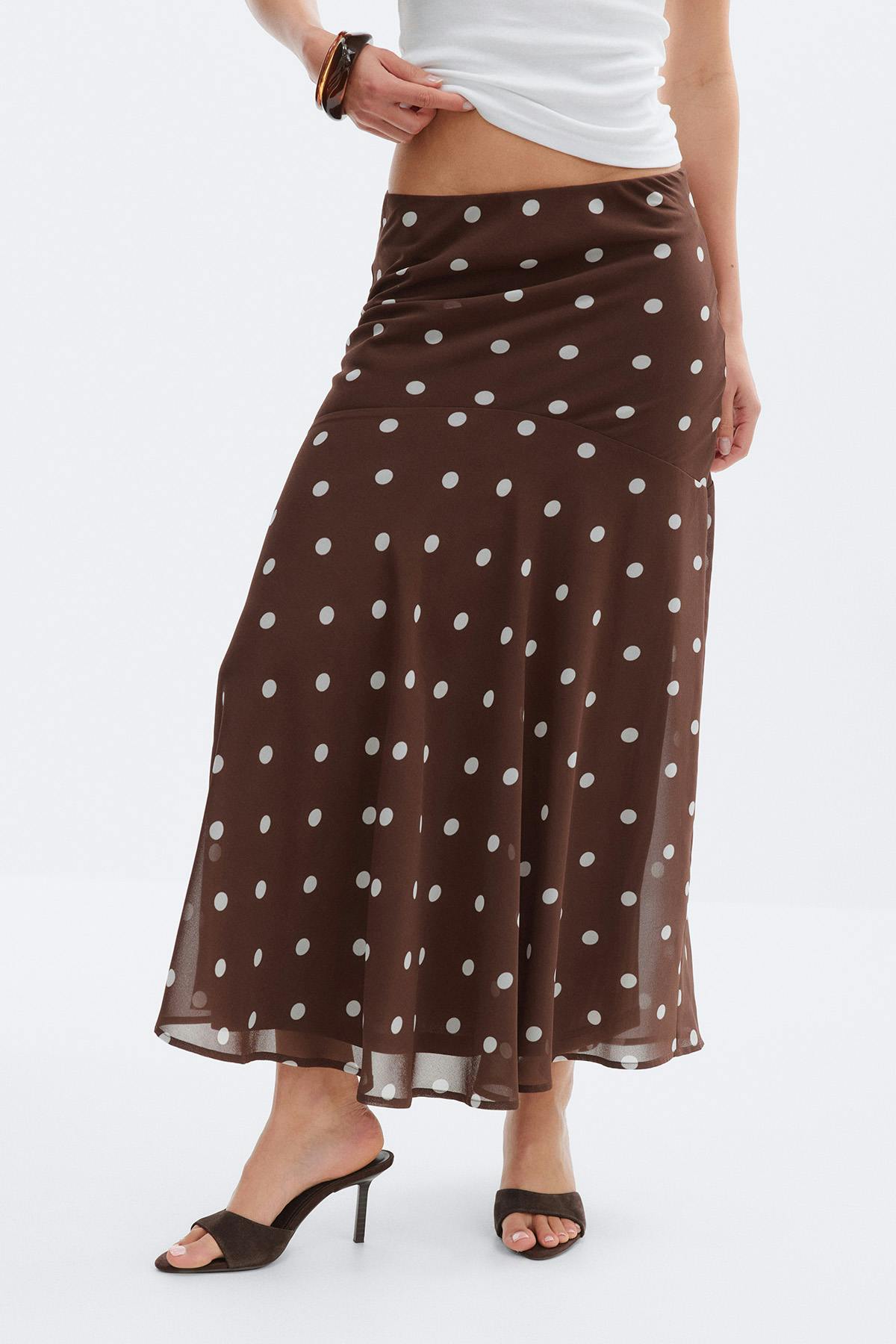 Chiffon skirt - Creme/dot