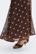 Chiffon skirt - Brown dot aop