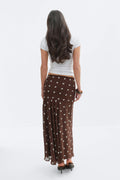 Chiffon skirt - Brown dot aop