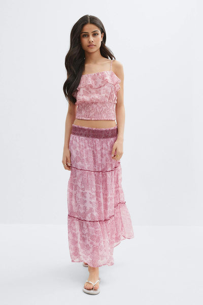 Y chiffon maxi skirt