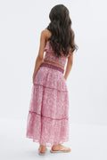 Y chiffon maxi skirt - Pink paisley
