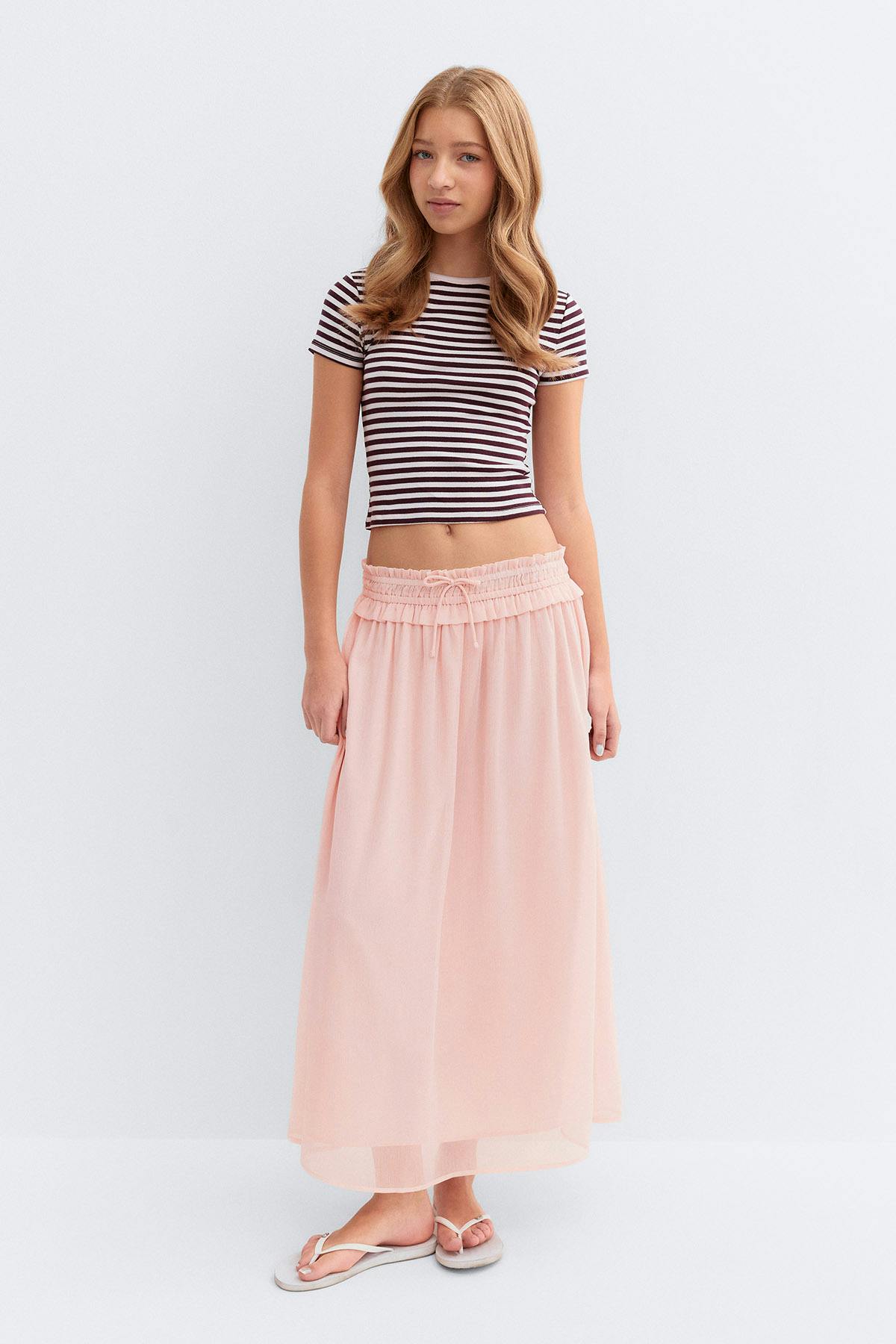 Y tassel chiffon skirt - Lotus