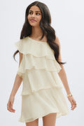Y one shoulder frill dress - Jaune clair