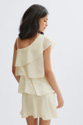 Y one shoulder frill dress - Jaune clair