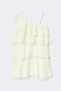Y one shoulder frill dress - Jaune clair