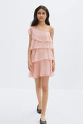 Y one shoulder frill dress - Jaune clair