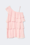 Y one shoulder frill dress - Jaune clair