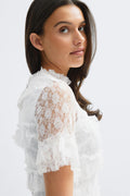 14+ frill lace top - Blanc