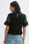 14+ frill lace top - Noir