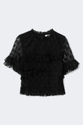14+ frill lace top - Noir