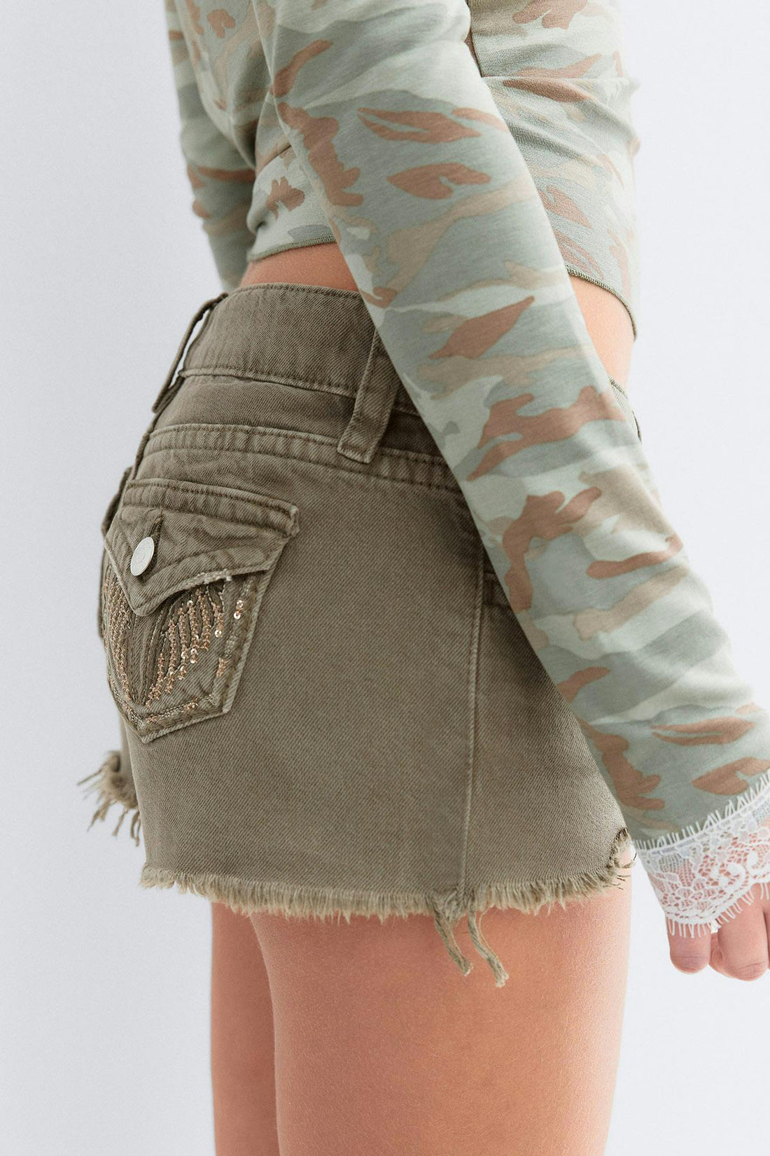Y jeanique low denim shorts - Vert
