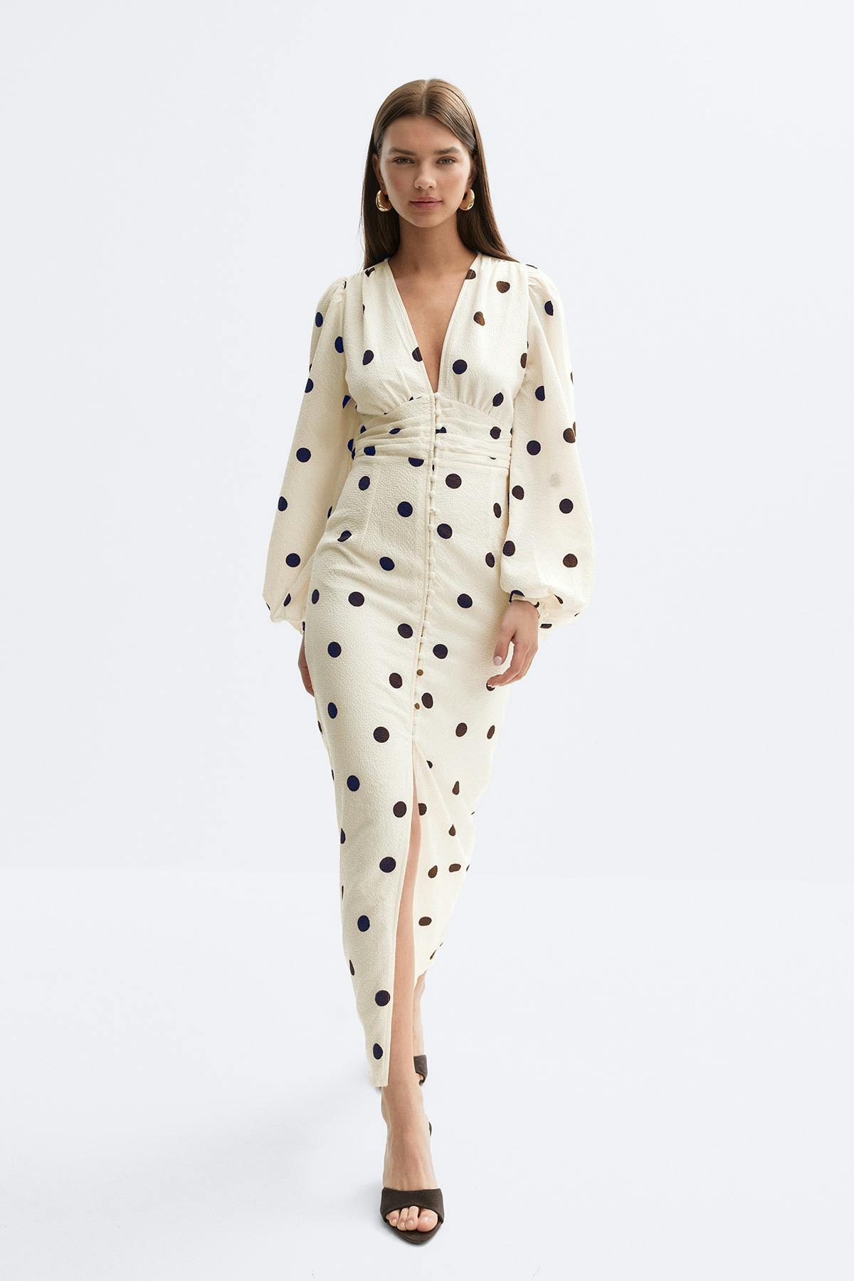 Balloon sleeve dress - Blue flower