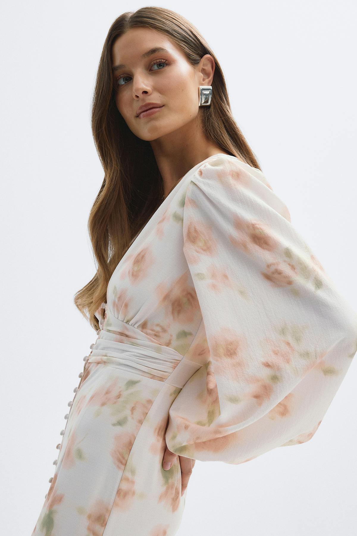 Balloon sleeve dress - Flower