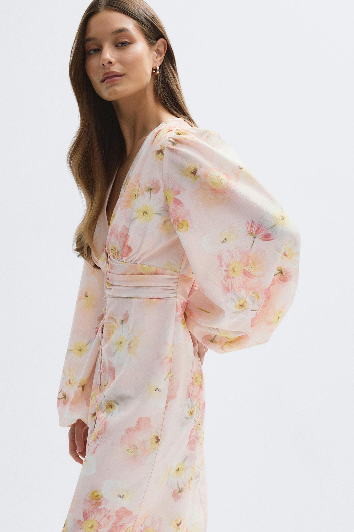 Balloon sleeve dress - Flower