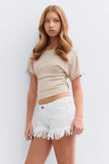 Y ripped g-low denim shorts - Blanc