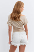 Y ripped g-low denim shorts - Blanc