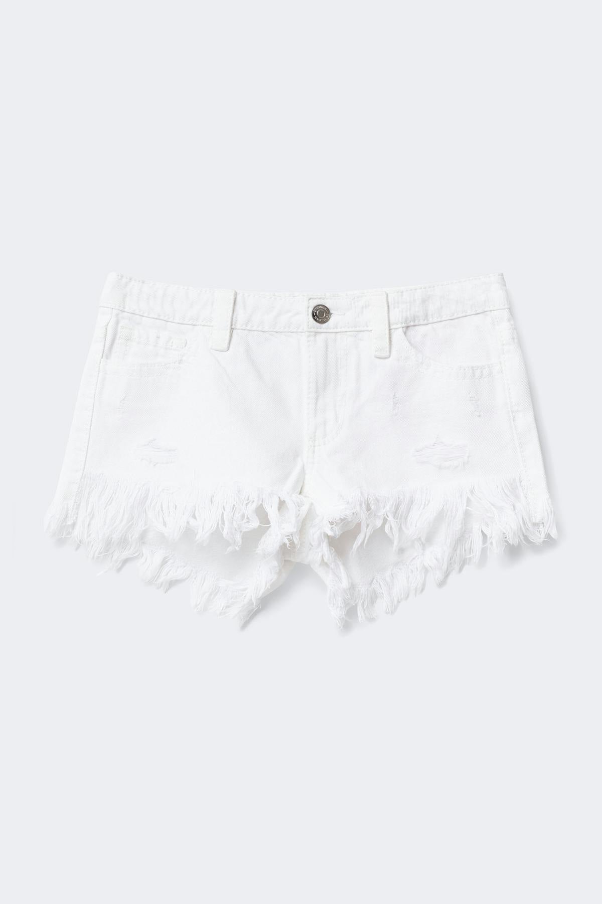 Y ripped g-low denim shorts - Blanc