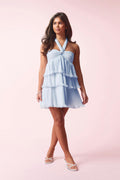 14+ halterneck frill dress - Heather