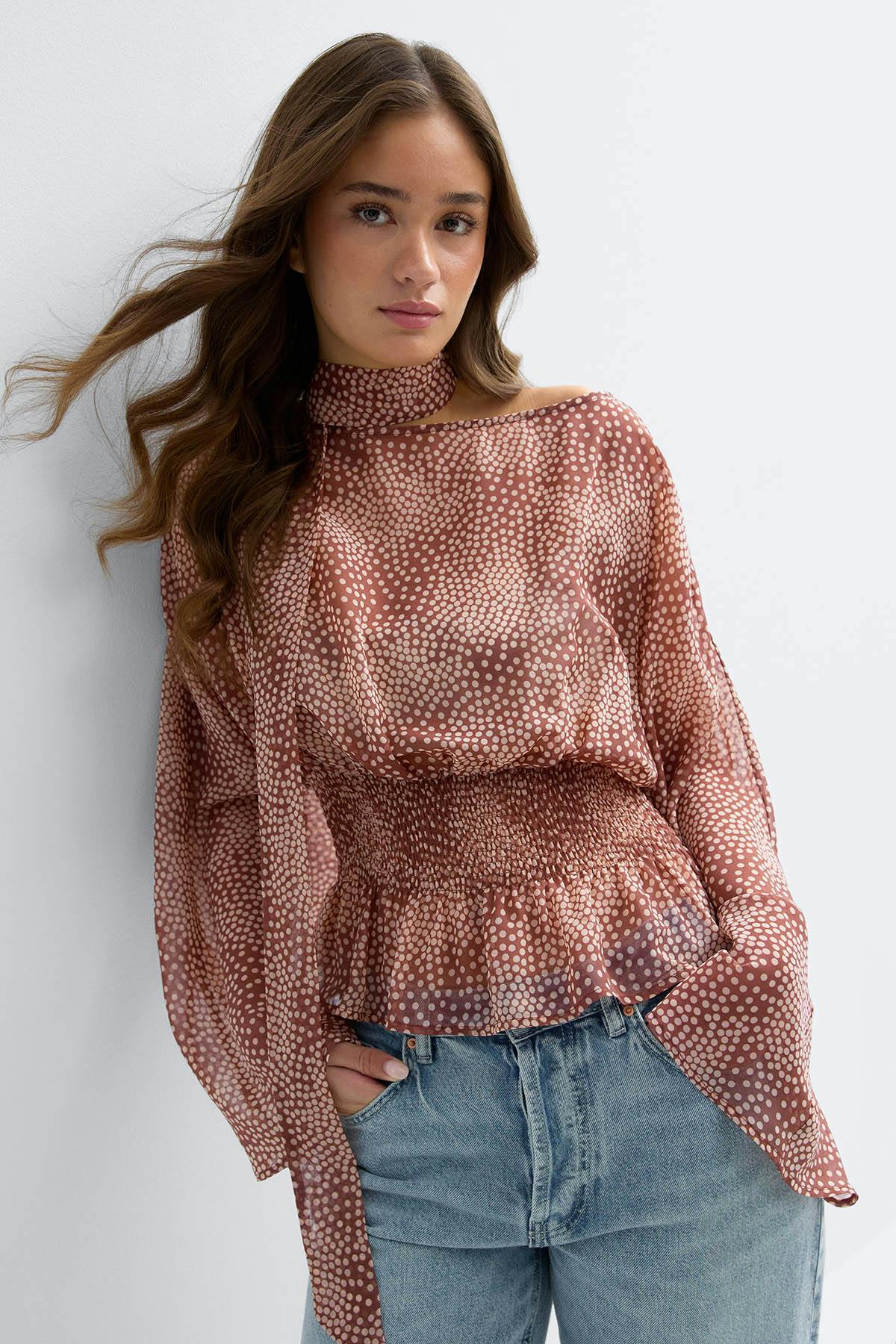 Scarf blouse - Dot print