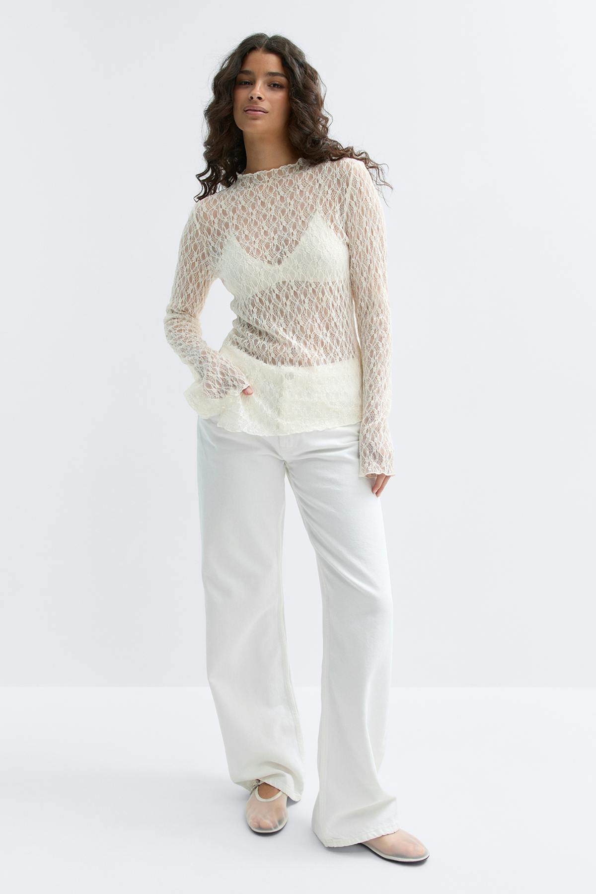 Asymmetric lace top - Bordeaux