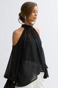 Boho chiffon blouse - Noir