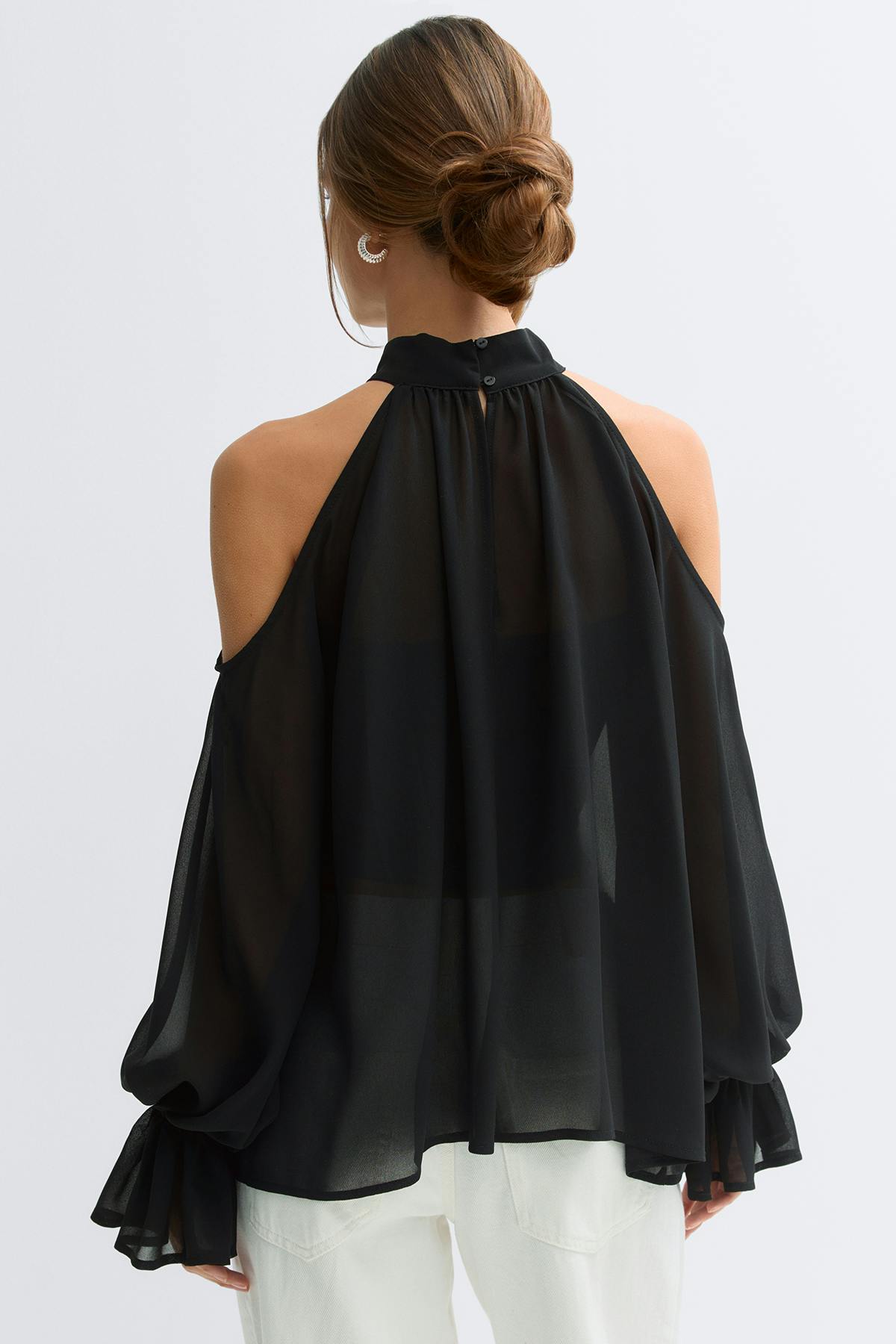 Boho chiffon blouse - Noir