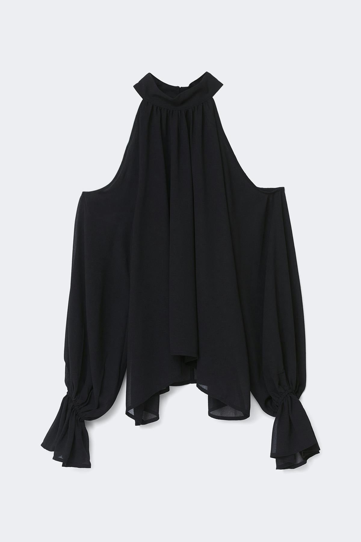 Boho chiffon blouse - Noir