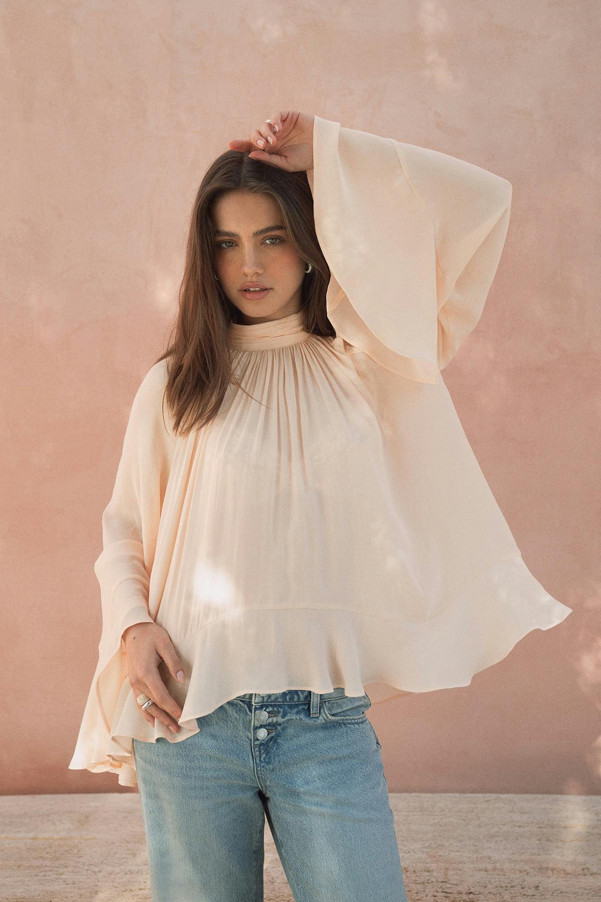 Boho frill blouse - Peach