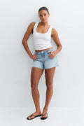 Drop loose denim shorts - Bleu clair