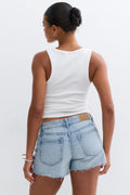 Drop loose denim shorts - Bleu clair