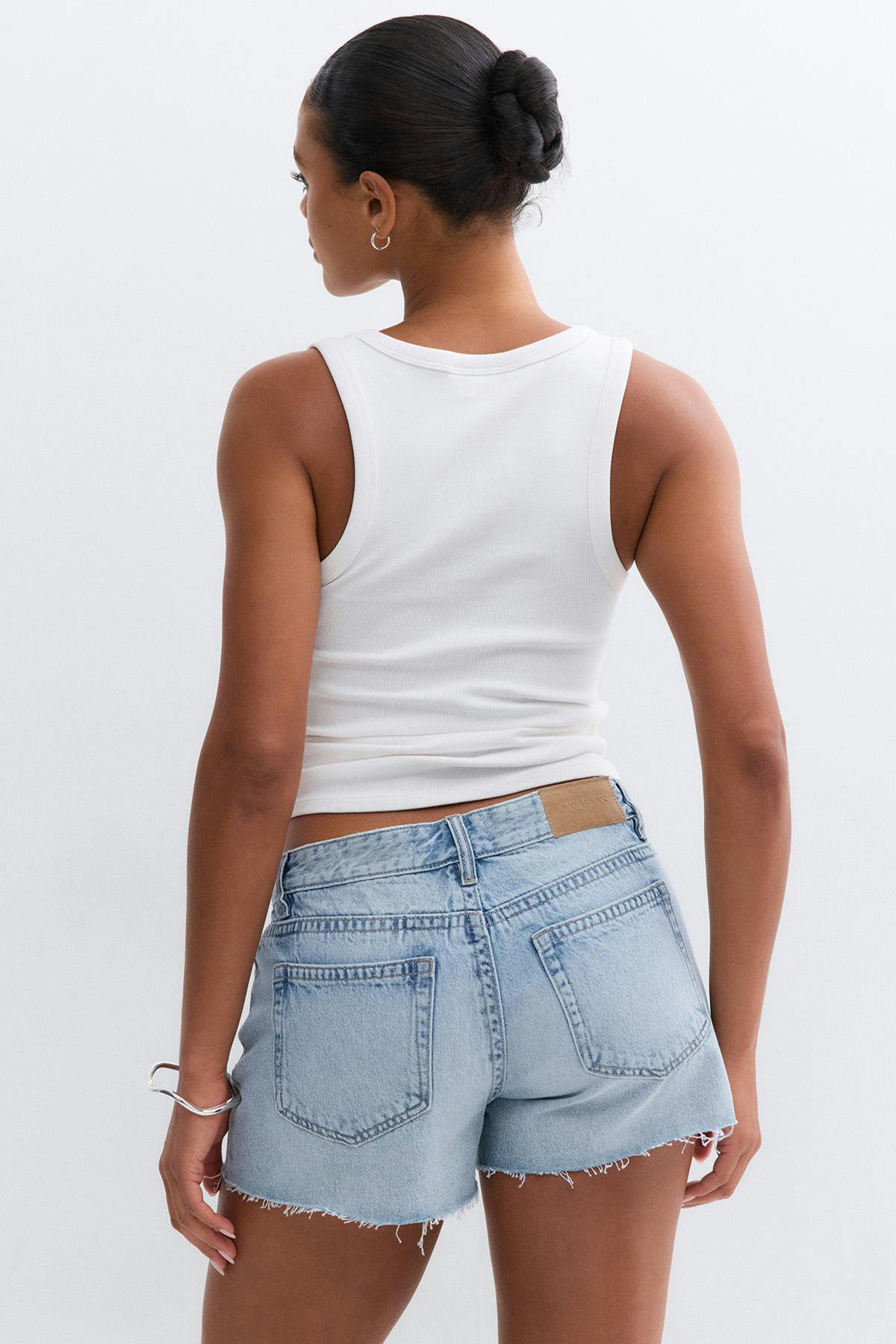 Drop loose denim shorts - Bleu clair