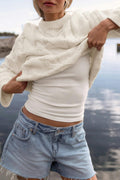Drop loose denim shorts - Bleu clair