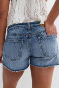 Drop loose denim shorts - Mid blue