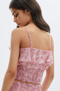 Y chiffon frill singlet - Pink paisley