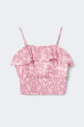 Y chiffon frill singlet - Pink paisley
