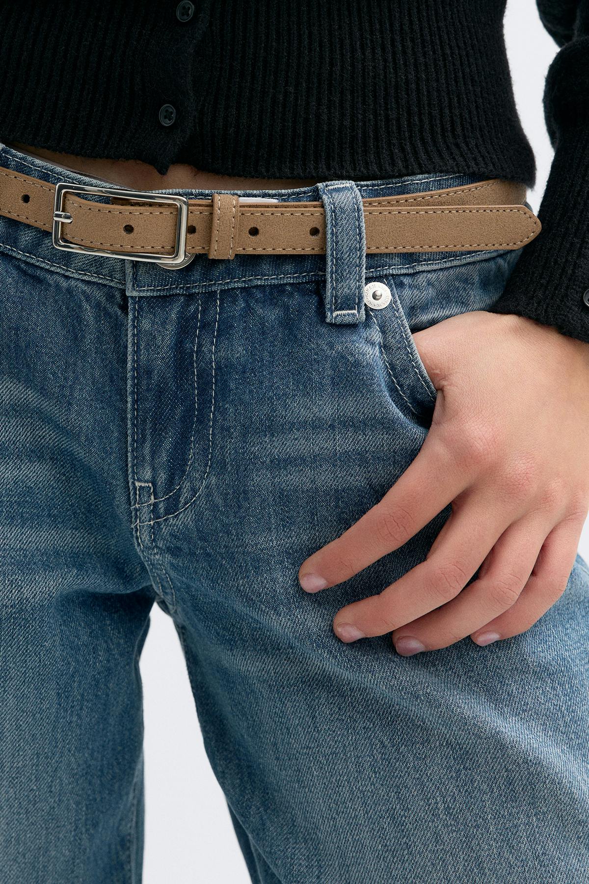 Clean rectangular belt - Marron clair