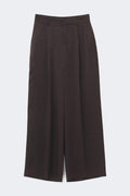 Pleated satin trousers - Marron foncé