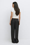 Pleated satin trousers - Noir