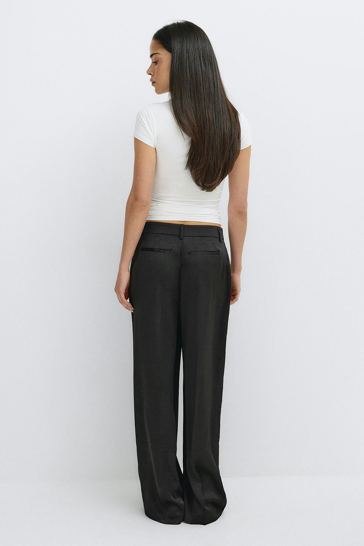 Pleated satin trousers - Noir