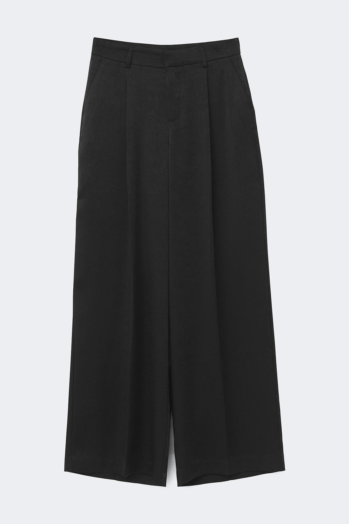 Pleated satin trousers - Noir