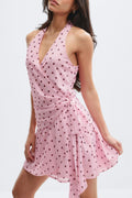 Sheer wrap dress - Pink dot