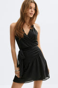 Sheer wrap dress - Black dot